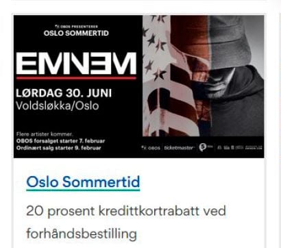 Obos med Eminem-konsert til høg rente
